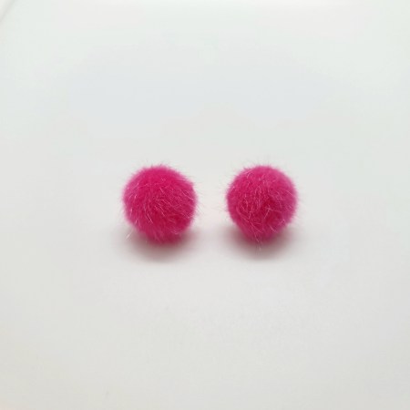 Earrings gold steel fur pink